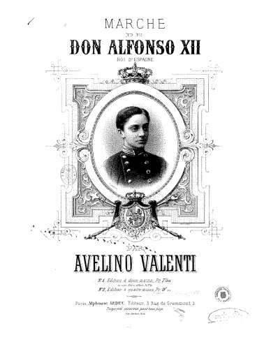 Valenti - Marche de Don Alfonso XII, roi d'Espagne - Score