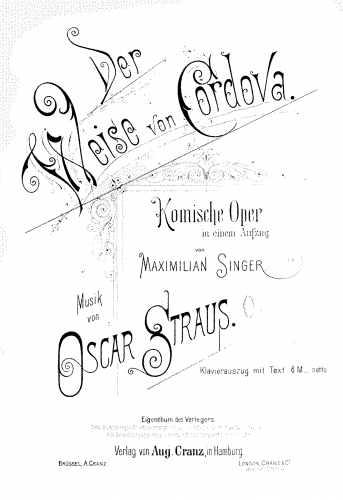 Straus - Der Weise von Cordova - Vocal Score - Score