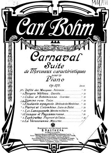 Bohm - Carnaval - Piano Score Selections - No. 2. Bergers à Watteau