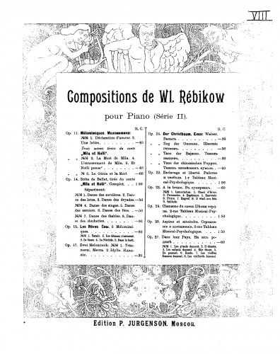 Rebikov - Dans leur pays, Op. 27 - Score