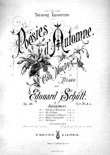 Schütt - Poésies d'Automne, Op. 36 - Score
