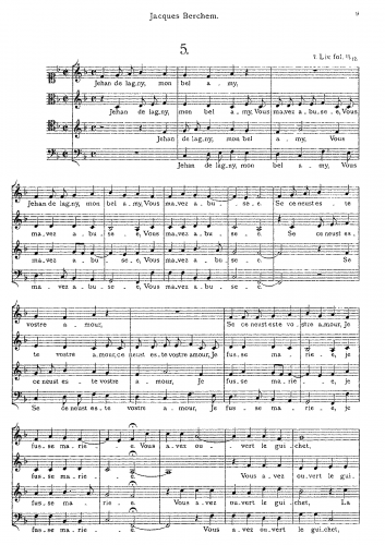 Berchem - Berchem Jehan de lagny mon bel amy - Score