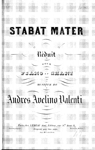Valenti - Stabat Mater - Vocal Score - Score