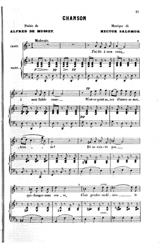Salomon - Chanson - Score