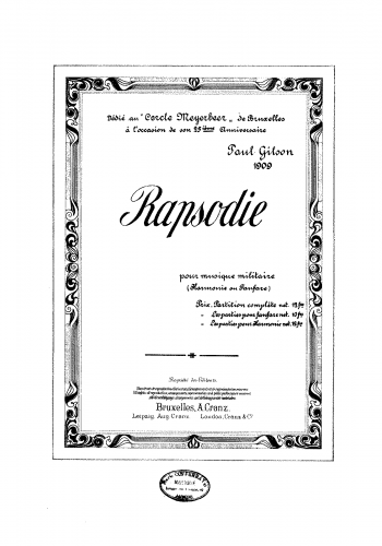 Gilson - Rapsodie pour musique militaire (harmonie ou fanfare) - Score