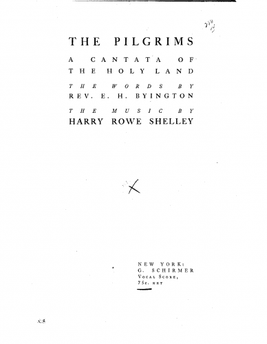 Shelley - The Pilgrims - Vocal Score - Score