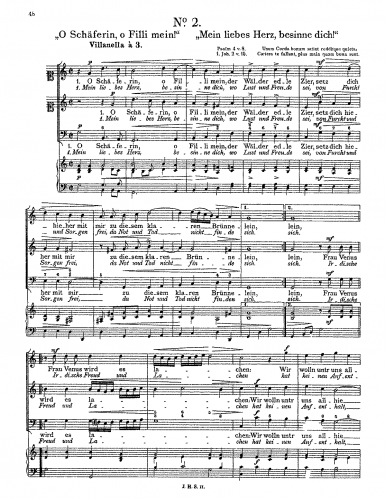 Schein - O Schäferin, o Filli mein! - Score