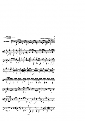 Carcassi - Fantaisie sur les Motifs du 'Serment', Op. 45 - Score