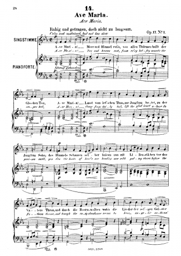Franz - 6 Gesänge, Op. 17 - No. 1 - Ave Maria (Ave Maria) [Low Voice]