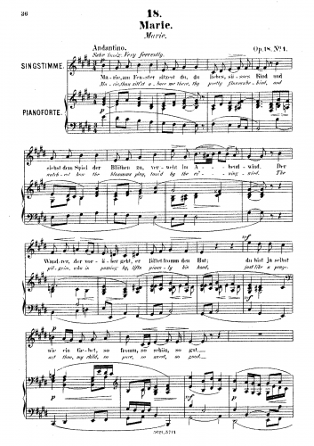 Franz - 6 Gesänge, Op. 18 - No. 1 - Marie (Marie) [Low Voice]
