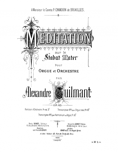 Guilmant - Méditation sur le Stabat Mater pour Orgue et Orchestre - Score