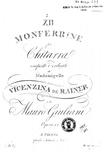 Giuliani - XII Monferrine - Score