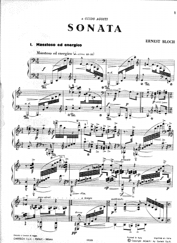 Bloch - Piano Sonata - Score