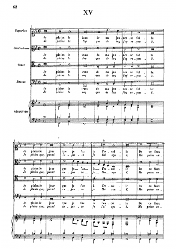 Costeley - Je plains le tems de ma jeunesse folle - Score