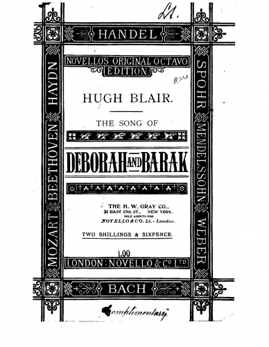Blair - The Song of Deborah and Barak - Vocal Score - Score