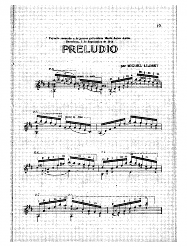 Llobet - Preludio - Guitar Scores - Score