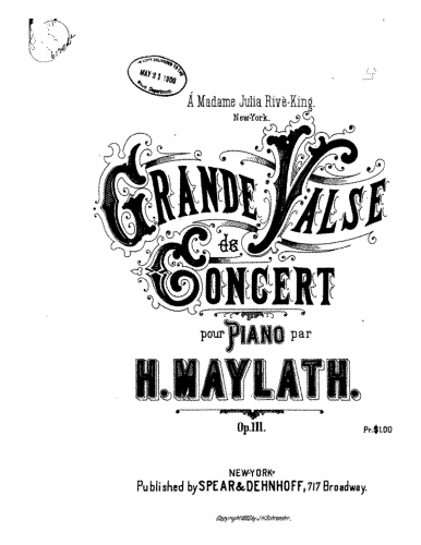 Maylath - Grande valse de concert - Piano Score - Score