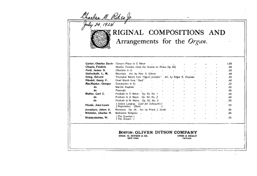 Chopin - Piano Sonata No. 2 - III. Marche funèbre For Organ solo (Clough-Leighter) - Score