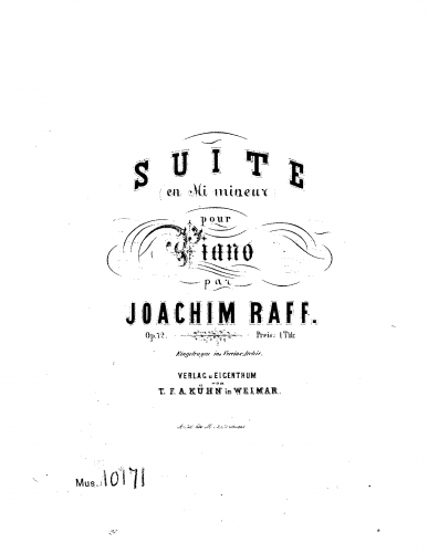 Raff - Suite No. 3 for piano, Op. 72 - Score