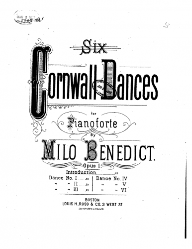 Benedict - 6 Cornwall Dances - Score