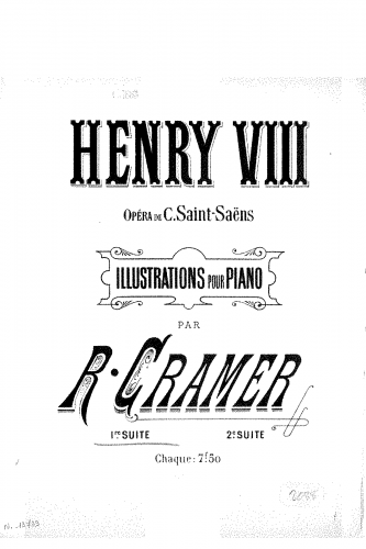 Cramer - Illustrations sur 'Henry VIII' - Score