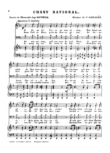 Lavallée - Ô Canada - Vocal Score - Score