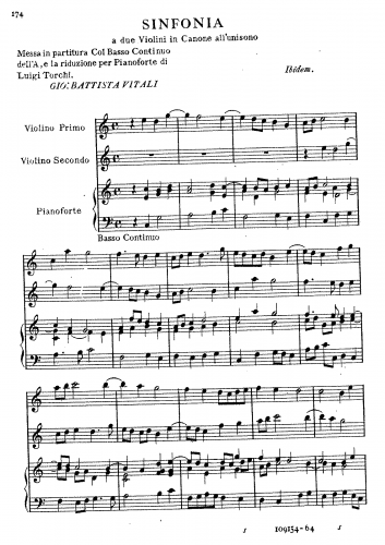 Vitali - Sinfonia a 2 Violini - Score