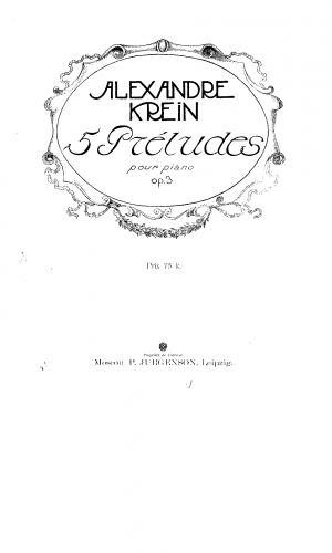 Krein - 5 Preludes, Op. 3 - Score
