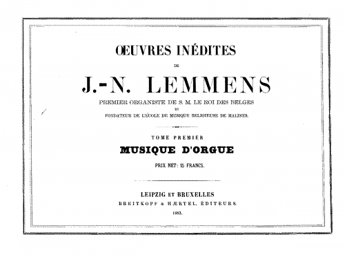 Lemmens - Organ Music - Organ Scores - Score