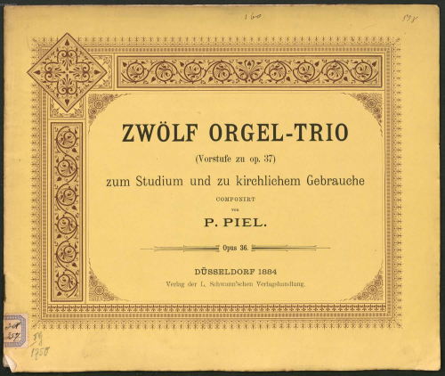 Piel - 12 Organ Trios, Op. 36 - Score