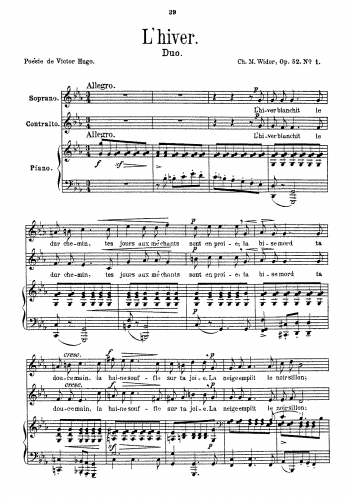 Widor - 2 duos, Op. 52 - Score