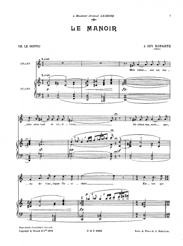Ropartz - 2 Poèmes - Score
