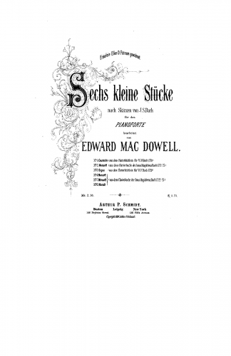 MacDowell - 6 Little Pieces After J.S. Bach - Piano Score - Score