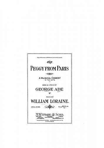 Loraine - Peggy from Paris - Vocal Score - Score