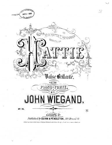 Wiegand - Hattie - Piano Score - Score