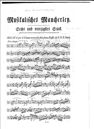 Bach - Flute Sonata in A minor - Incomplete score