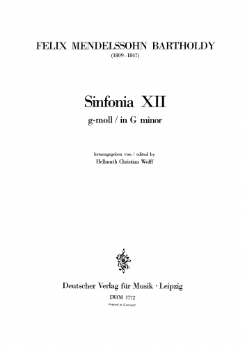 Mendelssohn - String Symphony No. 12 in G minor - Score