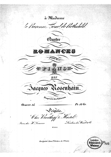 Rosenhain - 4 Romances - Score