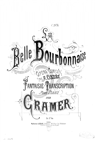 Cramer - Fantaisie-transcription sur 'La belle Bourbonnaise' - Score