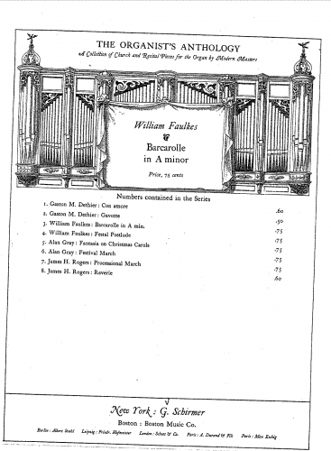 Faulkes - Barcarolle in A minor - Score