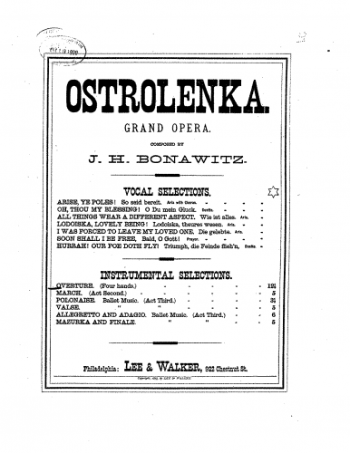 Bonawitz - Ostrolenka - Selections For Piano 4 Hands - Overture
