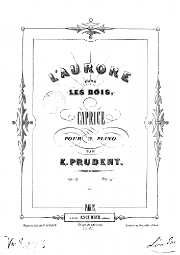 Prudent - L'Aurore dans les Bois, Op. 57 - Score