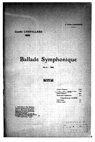 Chevillard - Ballade symphonique, Op. 6 - Score