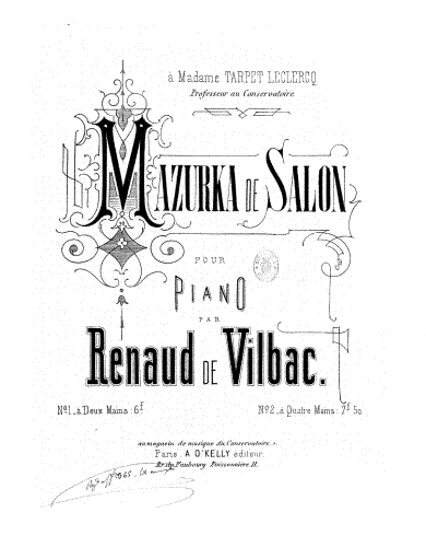 Vilbac - Mazurka de salon - Score