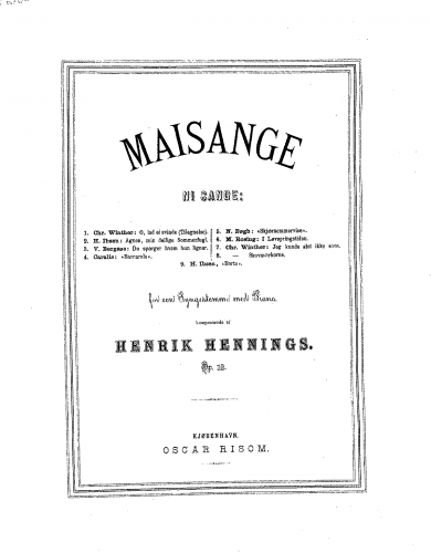 Hennings - Maisange, Op. 13 - Score