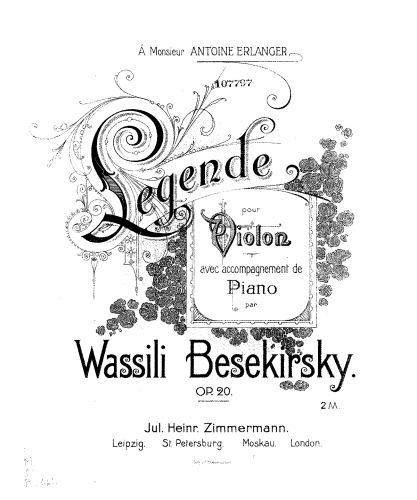 Bezekirsky - Legende - Score and Violin Part