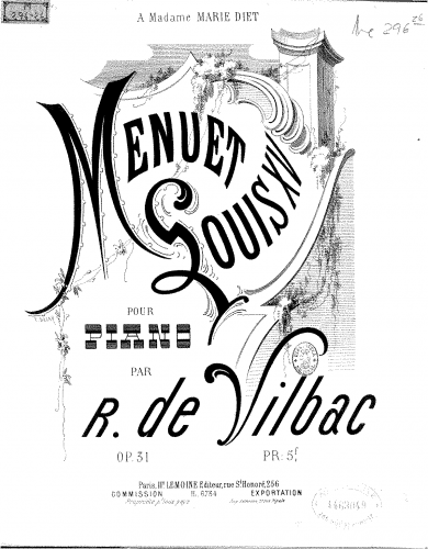 Vilbac - Menuet Louis XV - Score