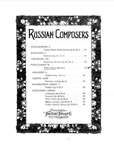 Sapelnikov - Polka Caprice Miniature - Score