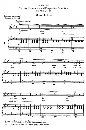 Marchesi - 20 Vocalises élémentaires - Score