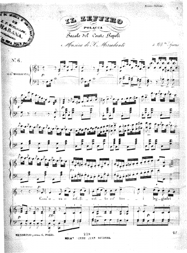Mercadante - Il Zeffiro - Score